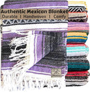 Del Mex Classic Mexican Blanket, Large Authentic Woven Falsa Throw (70"x50"), Artisan Southwest Décor for Beach, Yoga, Outdoors (Lavender) by CozyNest Decor
