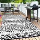 Waterproof Outdoor Rug 6x9ft, Bohemia Reversible Plastic Straw Mat for Patio RV Deck Porch Backyard Balcony Camping Picnic Beach Indoor Outdoor Carpet, Black&White by CozyNest Decor