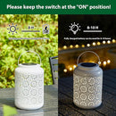 Glitzhome Solar Lantern White Metal Cutout Flower Outdoor Hanging Solar Light with Handle for Garden Patio Yard Outdoor Decor by GreenHaven Gardens