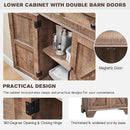 Farmhouse Bathroom Cabinet, 72" Tall Storage Cabinet with 2 Drawers, Adjustable Shelves & Barn Door, Cabinets for Bathroom, Living Room, Kitchen, Rustic Brown by CozyNest Decor
