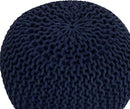 BIRDROCK HOME Round Pouf Ottoman | Cotton Braided Foot Stool with Bean Bag Filling | Boho Foot Rest for Living Room & Bedroom | Compact & Comfortable Seating, Lightweight & Soft | Navy by CozyNest Decor