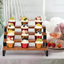 4 Tier Wooden Display Riser Stand Perfume Organizer with Metal Stand, Dessert Table Display Set, Food Display Stands for Party, Brown Rustic Solid Wood Shelf for Cupcakes, Perfume, Cologne, Spiece by CozyNest Decor