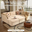 Modular Sectional Sofa, 130.7 Inch U Shaped Couch Set for Living Room, 4-Seater Comfy Cloud Couches with Two Movable Ottoman, DIY Combination, Plush Corduroy, Beige by CozyNest Decor