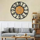 LEIKE 30" Oversized Large Wall Clocks,Silent,Non Ticking,Battery Operated Modern Round Big Wood Decorative Metal Wall Clock for Living Room, Bedroom,Kitchen,Farmhouse,Office Decor - Black,30 Inch by CozyNest Decor