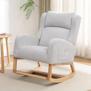 Rocking Chair Nursery, Nursing Rocking Chairs for Mom Nursery, Comfy Wingback Glider Rocking Armchair with Foot Rest and Side Pocket for Nursery Living Room Bedroom, Light Grey by TinyTreasures Baby Boutique