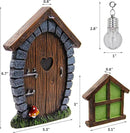 Juegoal Fairy Gnome Home Miniature Window and Door with Litter lamp for Trees Decoration, Glow in Dark Fairies Sleeping Door and Windows, Yard Art Garden Sculpture, Lawn Ornament Decor by GreenHaven Gardens