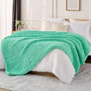 L'AGRATY Chunky Knit Blanket Throw: 60''x80'' Chenille Chunky Knitted Throw Blanket for Bed Couch - Handmade Thick Big Cable Knit Blanket - Large Crochet Rope Blanket for Home Decor(Aqua) by CozyNest Decor