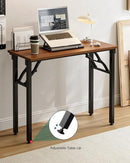 Frylr Small Folding Computer Desk – Portable 35.8 Inch Foldable Laptop Table, Collapsible and Compact for Easy Storage and Fast Setup, Lightweight for Small Spaces, Craft and Study Use, Dark Walnut by CozyNest Decor