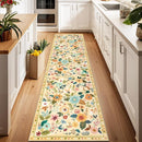 Floral 2x6 Area Rug Machine Washable Soft Print Boho Carpet Non Slip Doormat Low Pile Flower Area Rugs for Living Room Bedroom Nursery Kitchen Dining Room Indoor-Ivory/Yellow by TinyTreasures Baby Boutique