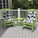 LVTXIII Outdoor Tufted Seat Cushions, Solid Seat and Back Chair Cushion with Ties, Patio Replacement Rocking Chair Cushion for Outdoor Furniture Use, 21 W x 21D, 2 Pack, Black Lush Leaf Jungle by GreenHaven Gardens