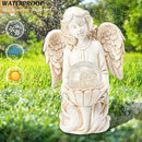 Angel Statues for Garden - Guardian Ange with Light - 8.3" Waterproof Outdoor Angel Memorial Scupture, Solar Angels Figurines Holding Glass Balls for for Patio, Yard, or Cemetery by GreenHaven Gardens