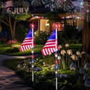 4th of July Decorations Outdoor Solar Lights, 2 Pack Red White and Blue Star Lights for National Day with American Flag, 2 Modes Waterproof Solar Patriotic Light for Independence Memory Day Yard Path by GreenHaven Gardens