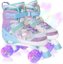 Nattork Kids Roller Skates for Girls Boys Kids, 4 Sizes Adjustable Quad Skates Butterfly and Flower with All Light up Wheels - Birthday Gift for Indoor Outdoor Sports by TinyTreasures Baby Boutique