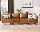 118.5" Faux Leather Modular Sectional Sofa with Storage Seat, Oversized 4 Seater Couch Deep Seat with Removable Cover Brown by CozyNest Decor