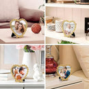 Heart Shaped Wedding Picture Frames for Couple - Beaded Crystal 4x4 Picture Frame – Engagement Gift, Wedding Gift for newlyweds - Fits 3.5x3.5 photo - Valentine Picture Frame (Golden) by CozyNest Decor