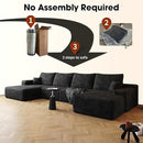 136" Sectional Couches for Living Room Modern Modular Sofa with L-Shape Couchs Upholstered Boneless Couch Deep Seat Sectional Couch with Chaise (Black, Left Facing Chaise+3Seaters+Ottoman) by CozyNest Decor