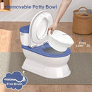 2-in-1 Toddler Potty Training Toilet - Larger Potty Chair & Detachable Training Seat for Boys & Girls Ages 1-3 with Flushing Sound, Wipes Storage, Toilet Paper Holder - Blue by TinyTreasures Baby Boutique