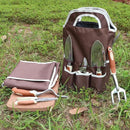 Brown Gardening Tools Set 12-Piece, Garden Hand Tool Kit with Non-Slip Ergonomic Handle, Storage Tote Bag, Garden Apron, Gloves and Kneeling Pad, Gardening Gifts for Women Men Plant Lover by GreenHaven Gardens