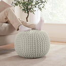 Ornavo Home Pouf Ottoman Foot Rest - 100% Cotton Pouffe - Hand Knitted Cable Braid Cord - Boho Round Stuffed Ottoman for Living Room, Bedroom - Natural by CozyNest Decor