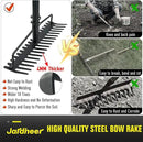 Jardineer Bow Rake Heavy Duty, Long Handle Metal Rakes for Gravel, Rocks, Lawns Leaves, Soil Leveling, Landscaping, Garden Rake with 18 Steel Tines (59 Inches) by GreenHaven Gardens