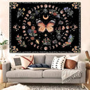 Fowocu Orange Butterfly Moon Flower Tapestry Boho Floral Plant Tapestries for Bedroom Aesthetic Tapastry's Wall Hanging Mandala Botanical Wall Tapestry for Living Room Dorm (Yellow, 80'' × 60'') by CozyNest Decor