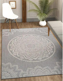 CAMILSON Outdoor Rug 9x12 Modern Area Rugs for Large Indoor and Outdoor Patios and Porches - Waterproof Washable Non-Shedding Easy-to-Clean Outside Carpet (9 x 12, Medallion - Grey/White) by CozyNest Decor