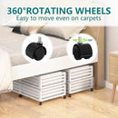 Bamboo Under Bed Storage Containers- Underbed Organizer with Wheels with Large Dust Bag,Sturdy Wood Rolling Under the Bed Shoe Storage Organizer Drawer 2 Packs (White, Long) by CozyNest Decor