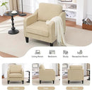Accent Chairs Set of 2, Upholstered Living Room Chair with Side Pockets, Mid Century Modern Reading Chair for Bedroom, Comfy Armchair Single Sofa Side Chair for Office, Small Room, Light Brown by CozyNest Decor
