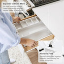 Adjustable Kitchen Drawer Organizer for Utensils and Junk, Food-Safe Contract Grade with 100% Sustainable Wood, Expandable from 10.5 to 19 Inches Wide - White Bamboo by CozyNest Decor