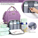 Diaper Bag Backpack, Diaper Bags for Baby Girls Boys, Baby Bags for Moms Dads, Nappy Changing Bag with Insulated Pockets,Multi-functional Waterproof Backpack with Stroller straps-Purple by TinyTreasures Baby Boutique