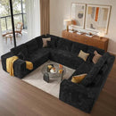 Cloud Sectional Couches for Living Room,U Shaped Modular Sofas No Assembly,135x107 Inches Plush Corduroy Oversized Floor Couch Set with Deep Seat Chaise,Black by CozyNest Decor