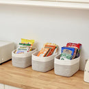 Small Cotton Rope Storage Basket Set of 3-11"x7"x7" Perfect Woven Baskets for Storage, Ideal Storage Baskets for Organizing Toys, Towels, and More - Baskets for Shelves（White & Mixed Grey） by TinyTreasures Baby Boutique