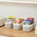 Small Cotton Rope Storage Basket Set of 3-11"x7"x7" Perfect Woven Baskets for Storage, Ideal Storage Baskets for Organizing Toys, Towels, and More - Baskets for Shelves（White & Mixed Grey） by CozyNest Decor