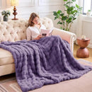 Lotus Karen Faux Fur Throw Blanket Purple - Big Bubble Rabbit Fluff Blanket for Couch Bed Sofa,Softest Fluffy Fuzzy Cozy Blanket,Thick Furry Plush Shaggy Warm Blankets for Women,50x60 Inches by CozyNest Decor