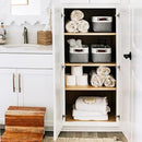 OrganiHaus Small Fabric Storage Bins for Shelves 6 Pack, 12x8in Closet Storage Bins for Shelves, Cloth Baskets for Organizing, Linen Closet Organizers, Fabric Basket, Gray/White by CozyNest Decor
