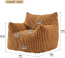 Giant Bean Bag Chairs for Adults Teens, Large Bean Bag Sofa Chairs with Filling Comfy Fuzzy BeanBag Chair with Armrests for Bedroom Living Room Reading (Brown, Large) by CozyNest Decor