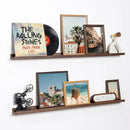 Fun Memories Picture Ledge Shelf, 48 Inch Floating Shelves Set of 2, Large Nursery Book Shelves for Toys Storage, Kids Bookshelf Wall Mounted for Wall Decor Books Photo Frames, Walnut by CozyNest Decor