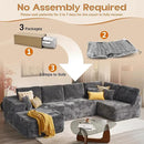Cloud Sectional Couches for Living Room,U Shaped Modular Sofas No Assembly,133x68 Inches Plush Corduroy Oversized Floor Couch Set with Deep Seat Chaise,Grey by CozyNest Decor