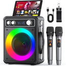 Karaoke Machine, Portable Bluetooth Karaoke Speaker with 2 Wireless Microphones, PA System for Adults Kids with LED Lights, Supports FM/AUX/USB/TF for Home Party by TinyTreasures Baby Boutique