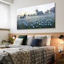 amatop Oversized Farmhouse Wall Art – Botanical Picture Flower Blue Rose & Windmill Countryside Scene Canvas Print, Large Floral Landscape Artwork Decor for Living Room Dining Room Hallway 58x29 Inch by CozyNest Decor