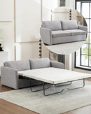 Queen Size Pull Out Sofa Bed, 2 in 1 Convertible Sleeper Sofa Couch with Pullout Bed, Memory Foam Mattress for Living Room Office, Space-Saving, Light Grey by CozyNest Decor