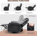 Swivel Rocker Recliner Chair with Heat and Massage, 360 Degree Swivel Rocking Single Sofa with Cup Holders and USB Port, Large Big Recliner Chair for Living Room (Leather, Black) by CozyNest Decor