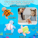 Crochet Kit for Beginners -4 PCS Turtle Crochet Kit with Step-by-Step Video Tutorials, Beginner Crochet Kits for Adults, Animal Crochet Turtle Ball Games Set by TinyTreasures Baby Boutique