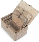 Wicker Basket with Lid, Seagrass Storage Basket, Woven Decorative Storage Baskets for Shelf Organizing, Whitewash by CozyNest Decor