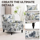 Wingback Accent Chair with Removable Pillow, High Back Floral Armchair with Solid Wood Legs & Nailhead Trim, Comfy Upholstered Reading Single Sofa Chair for Bedroom (1, Blue Floral Pattern) by CozyNest Decor