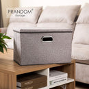 PRANDOM Large Foldable Storage Bin with Lid [1-Pack] Linen Fabric Decorative Storage Box Organizer Containers Basket Cube with Handles Divider for Bedroom Closet Office Living Room (17.7x11.8x11.8) by TinyTreasures Baby Boutique