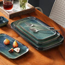 vancasso Stern Serving Platters Set of 3, 15/13/ 11 Inches Rectangular Serving Plates, Green Serving Trays for Entertaining, Party by CozyNest Decor