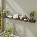 Fun Memories Floating Shelves for Wall, 72"x9.3" Rustic Solid Elm Wood Wall Shelves, Heavy-Duty Wall Mounted Shelves with Invisible Brackets, Set of 2 for Living Room, Bedroom, Kitchen, Walnut Finish by CozyNest Decor