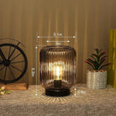 Battery Operated Lamp, Cordless Table Lamps for Home Decor, Battery Powered Nightlight with LED Bulb, Decorative Glass Beside Lamp for Bedroom Living Room-Grey by GreenHaven Gardens