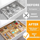 SpaceAid 14-Piece Bamboo Drawer Organizer Storage Boxes Set, Wood Tray Junk Drawer Organizers Multi-Use Divider Bins for Kitchen, Bathroom, Office Desk and Makeup Organization (14 Pack, Natural) by CozyNest Decor